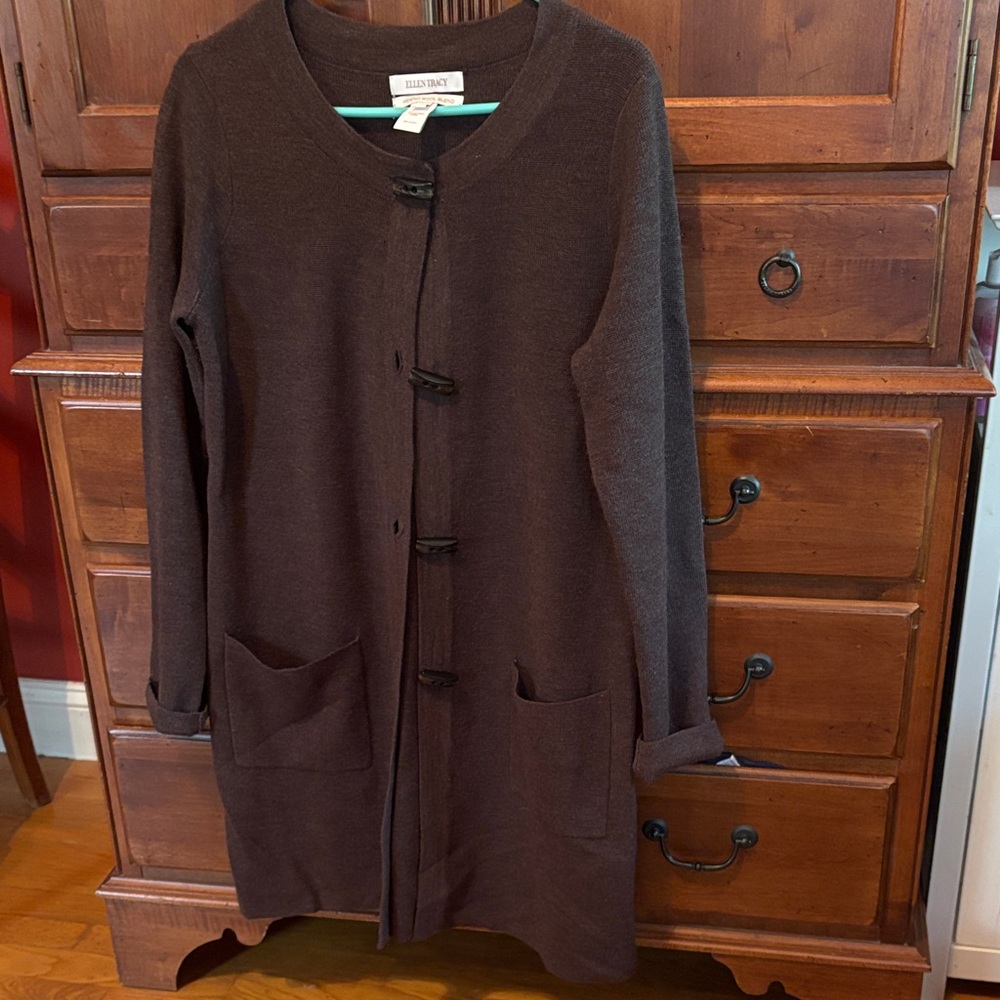 Ellen Tracy Brown Cardigan Sweater